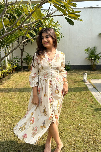 Neutral Breeze Pure Cotton Summer Dress