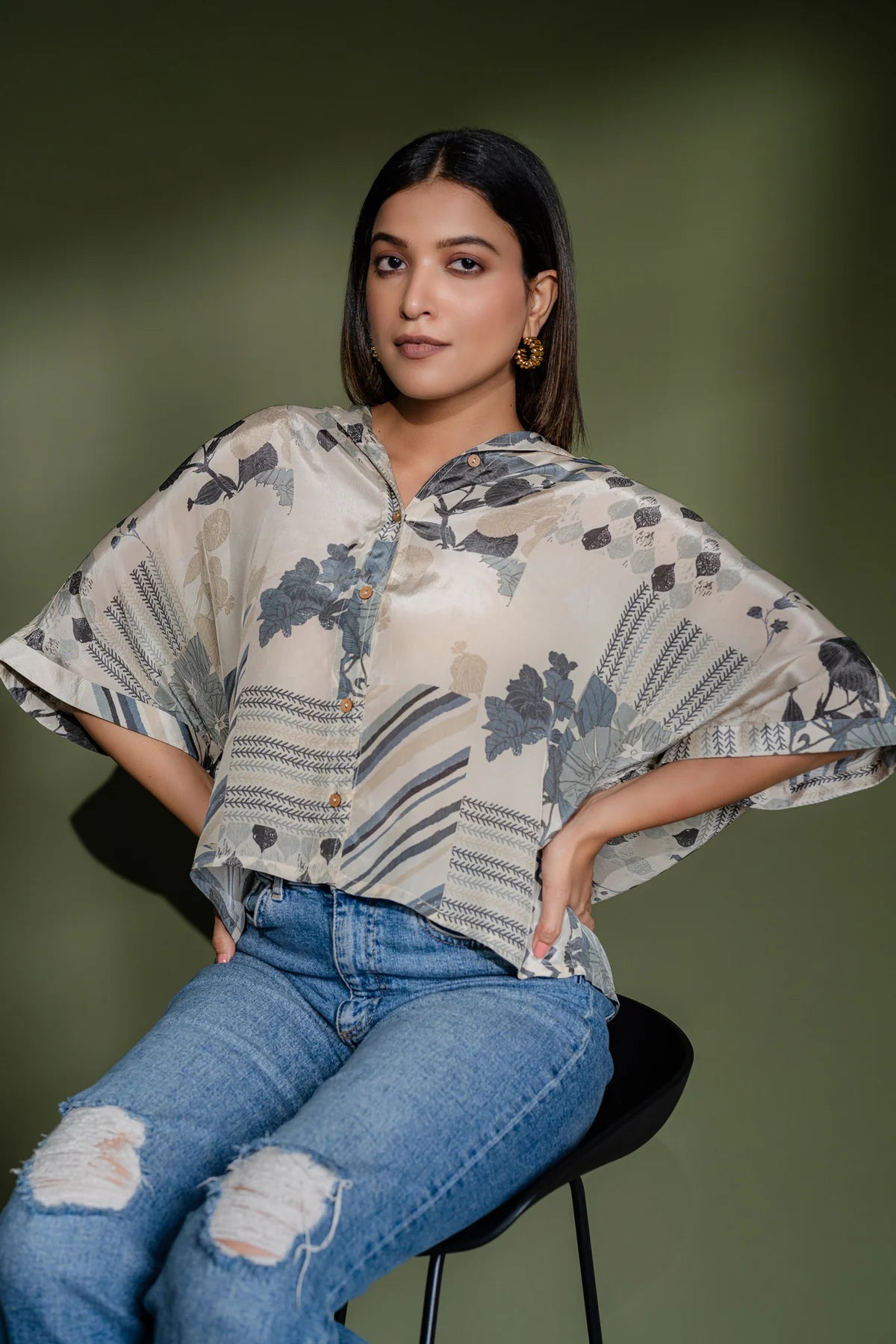 Printed Natural Crepe Casual Shirt