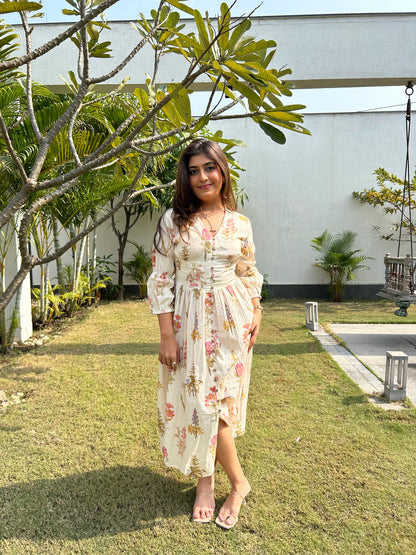Neutral Breeze Pure Cotton Summer Dress