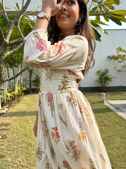 Neutral Breeze Pure Cotton Summer Dress