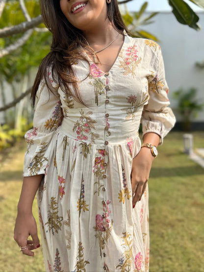 Neutral Breeze Pure Cotton Summer Dress