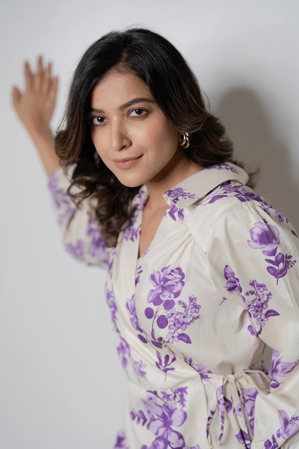 Floral Inspired Cotton Wrap Style Dress