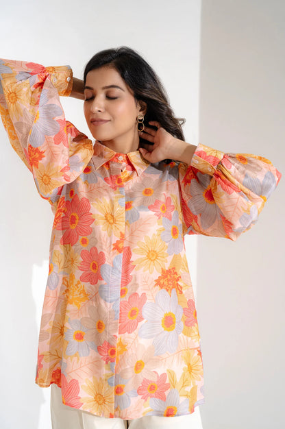 Balloon Sleeve Muslin Shirt