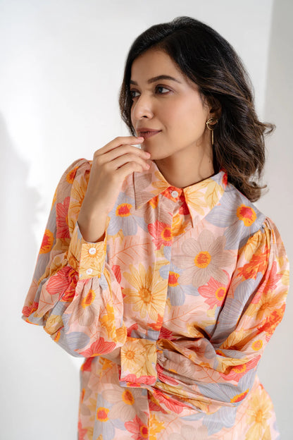 Balloon Sleeve Muslin Shirt