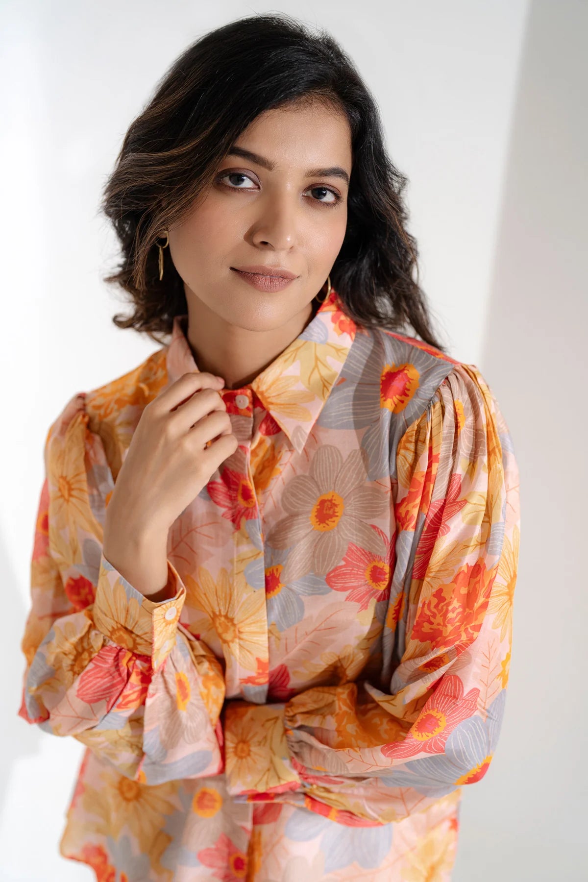 Balloon Sleeve Muslin Shirt