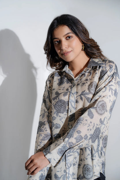 Minimal Grey Muslin Casual Shirt