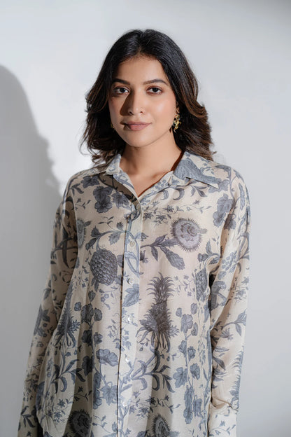 Minimal Grey Muslin Casual Shirt
