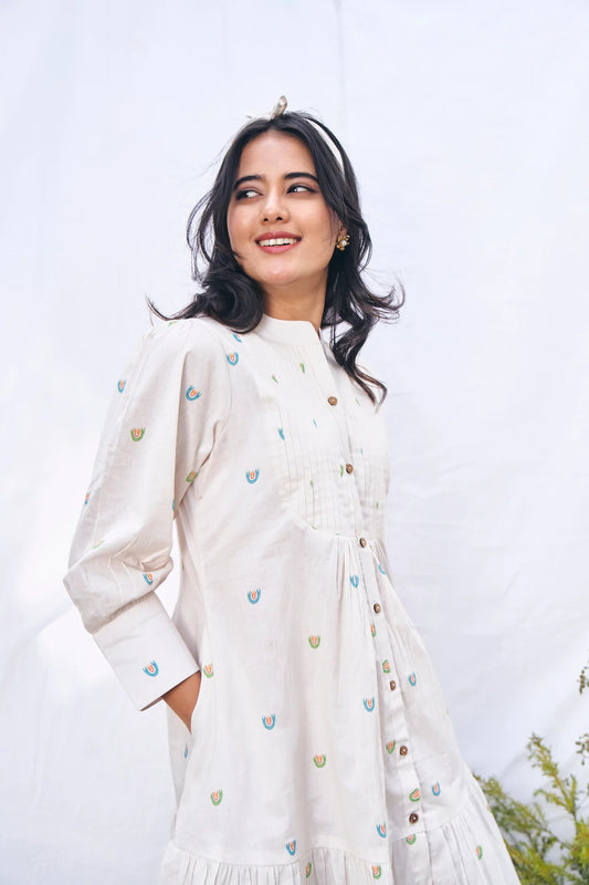 Vibrant Spectrum Smocked Midi Dress