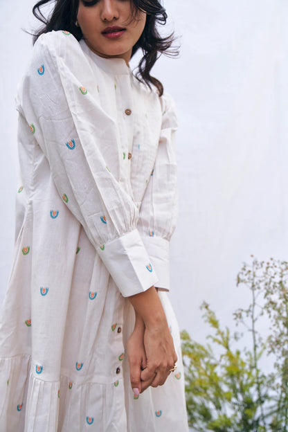 Vibrant Spectrum Smocked Midi Dress