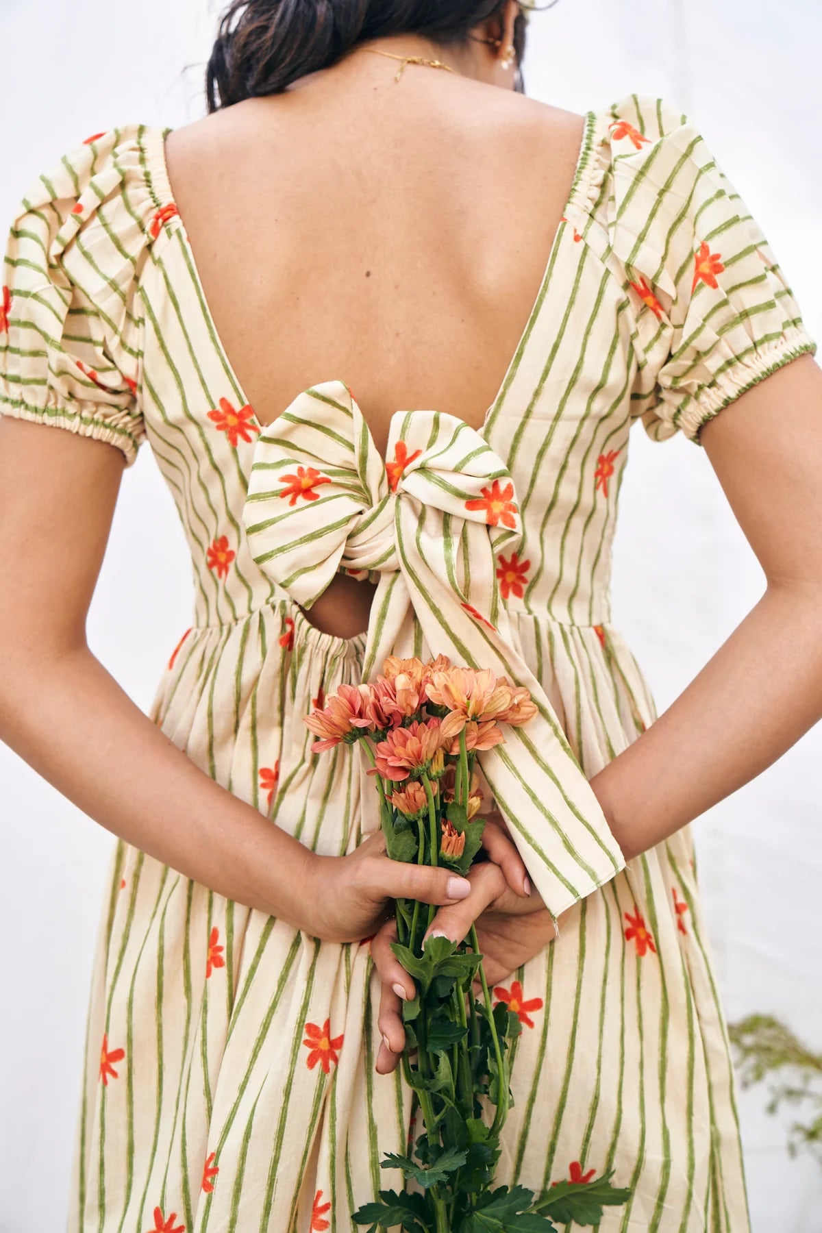 Elegant Beige Back-Tie Mini Dress