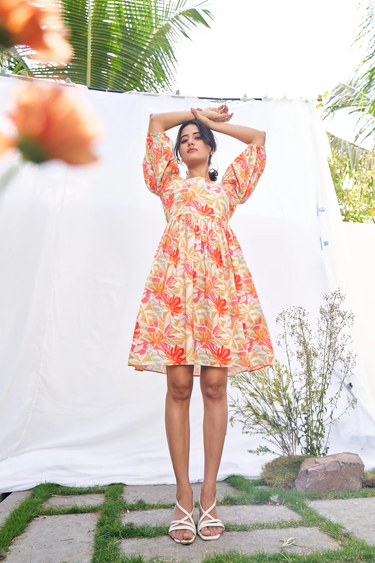 Botanical Charm Flare Mini Dress