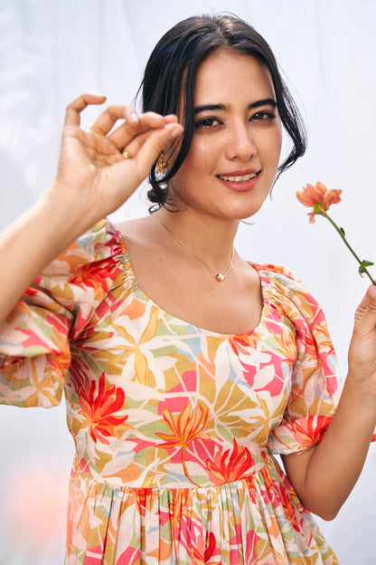 Botanical Charm Flare Mini Dress