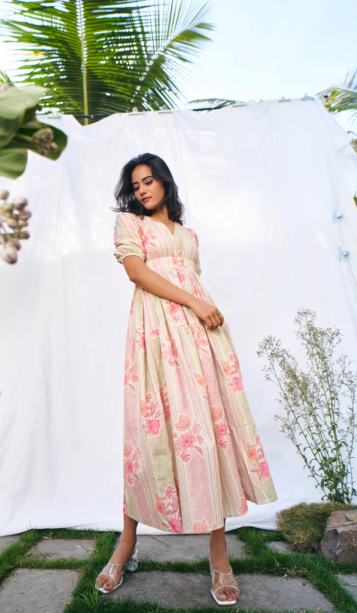 Nature Bloom Cotton Midi Dress