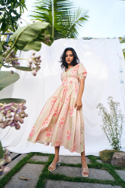 Nature Bloom Cotton Midi Dress