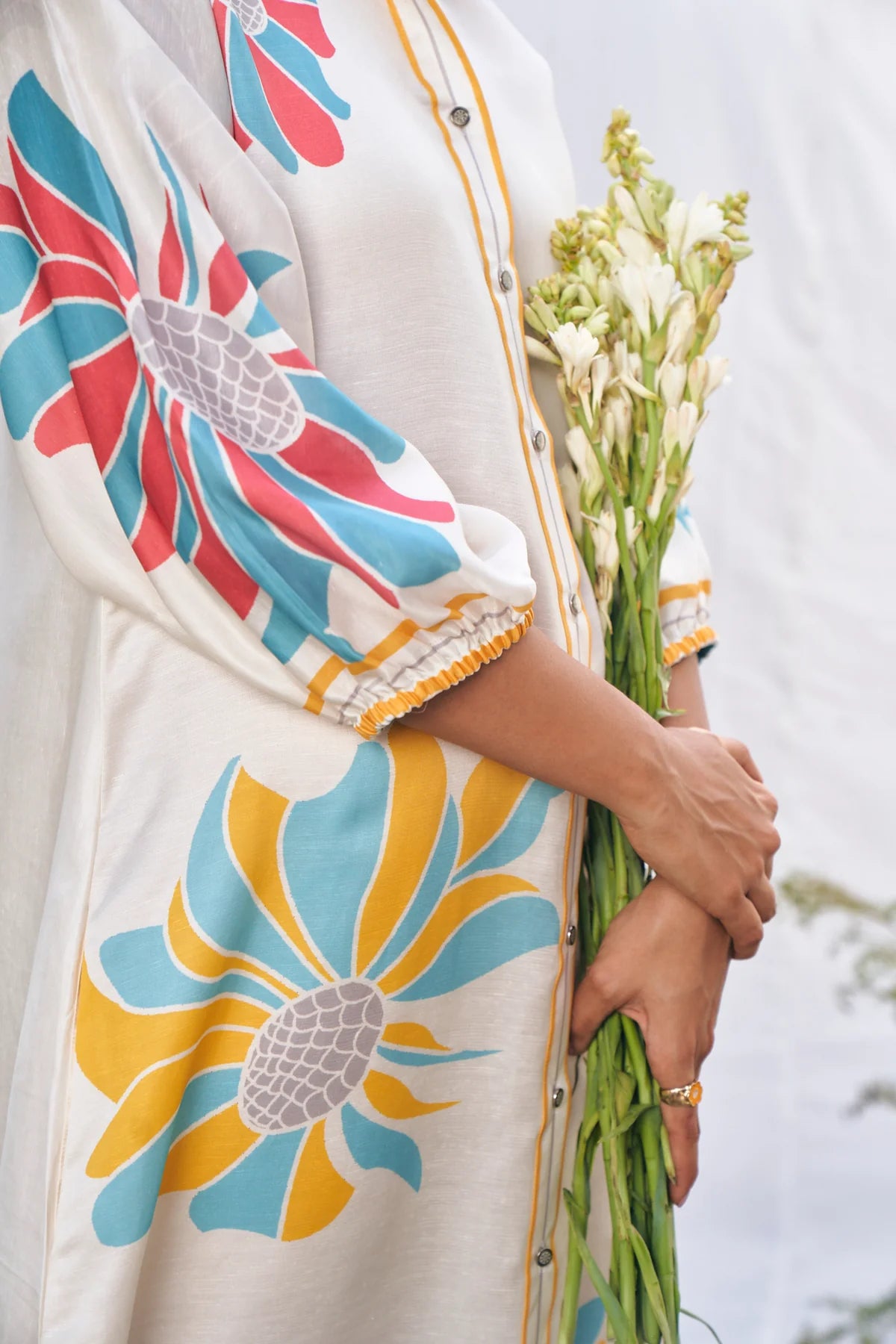 Floral Luxe Linen Satin Shirt Dress