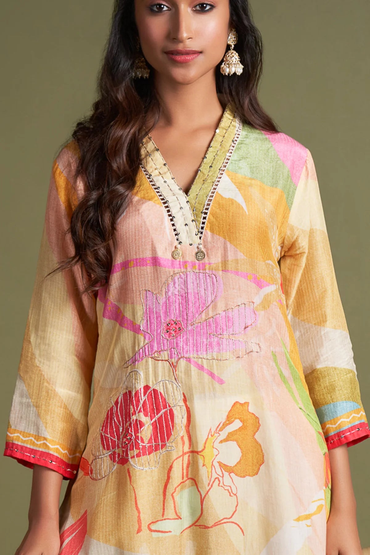 Elegant Off-White Textured Muslin Kaftans with Embroidery