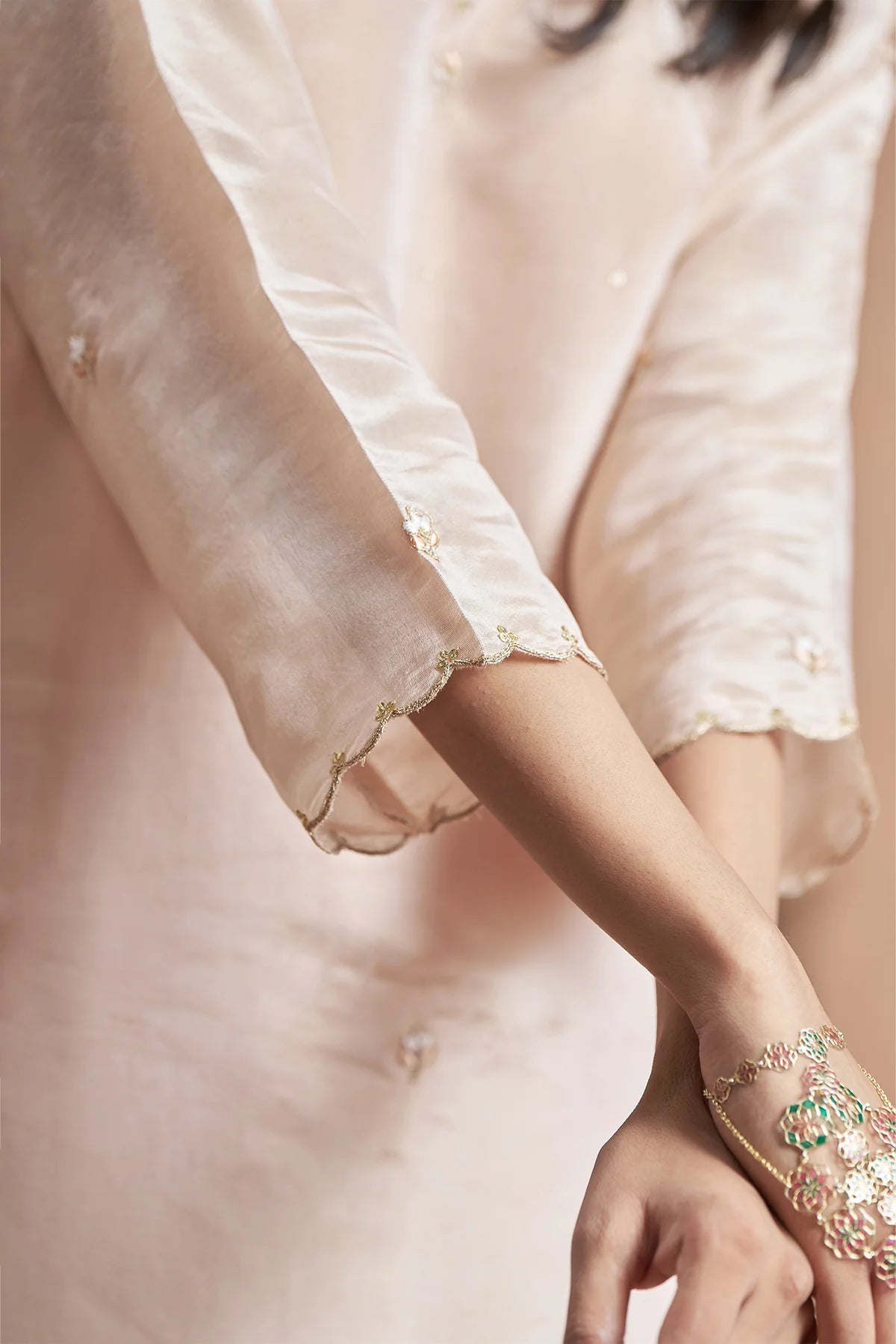 Blush Pearl Shimmer Tissue Kurta Set