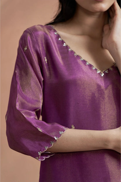 Royal Purple Shimmer Tissue Suit Set