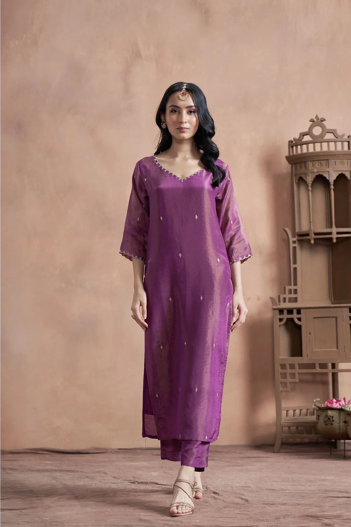 Royal Purple Shimmer Tissue Suit Set